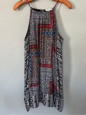 Monteau Halter Mini Dress Geometric Boho Print | M